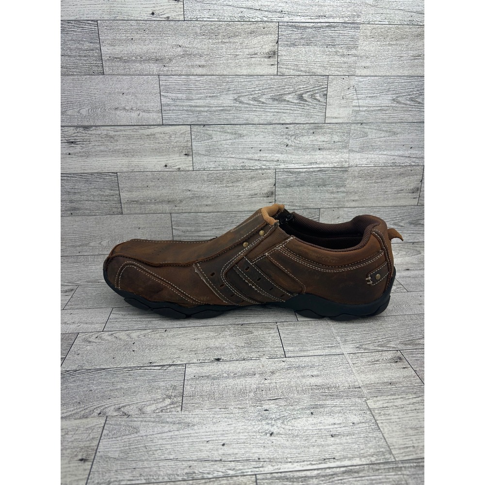Skechers Mens Relaxed Step 61779 Brown Leather Loafers Slip On Shoes Size 13 - Picture 6 of 13